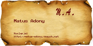Matus Adony névjegykártya